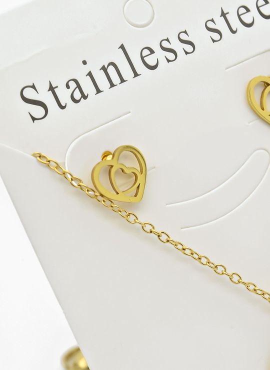 SET DE COLLAR, DIJE Y ARETES EN ACERO INOXIDABLE 316L