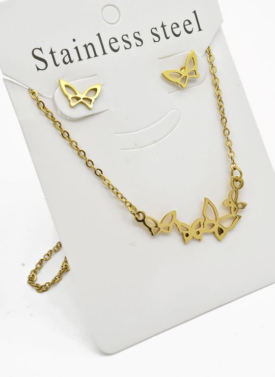 SET DE COLLAR, DIJE Y ARETES EN ACERO INOXIDABLE 316L