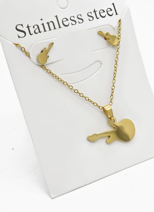 SET DE COLLAR, DIJE Y ARETES EN ACERO INOXIDABLE 316L