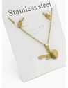 SET DE COLLAR, DIJE Y ARETES EN ACERO INOXIDABLE 316L