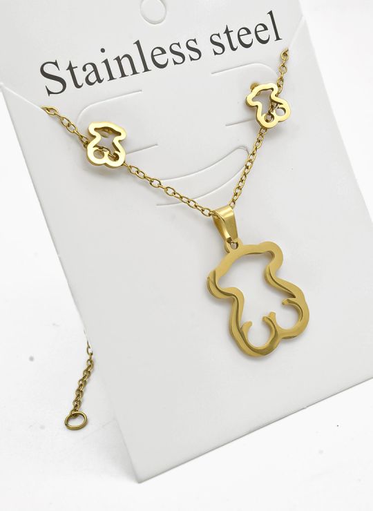 SET DE COLLAR, DIJE Y ARETES EN ACERO INOXIDABLE 316L