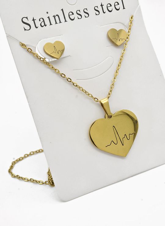 SET DE COLLAR, DIJE Y ARETES EN ACERO INOXIDABLE 316L
