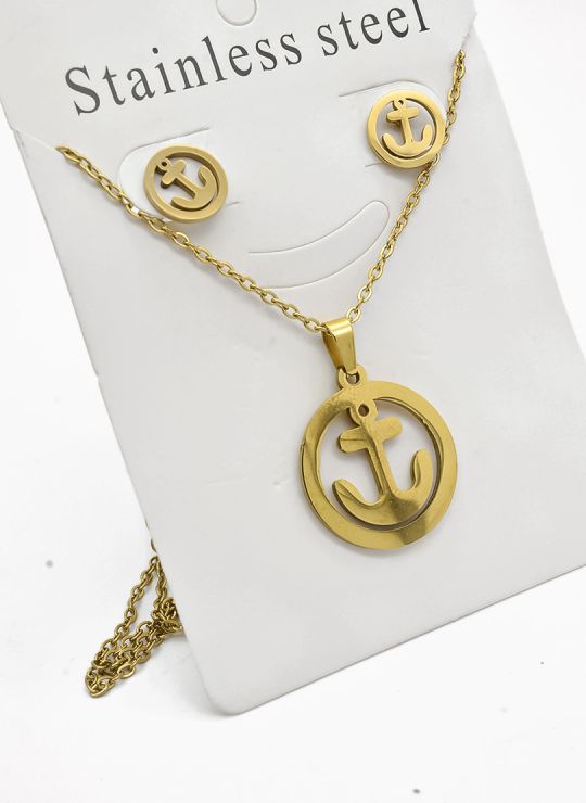 SET DE COLLAR, DIJE Y ARETES EN ACERO INOXIDABLE 316L