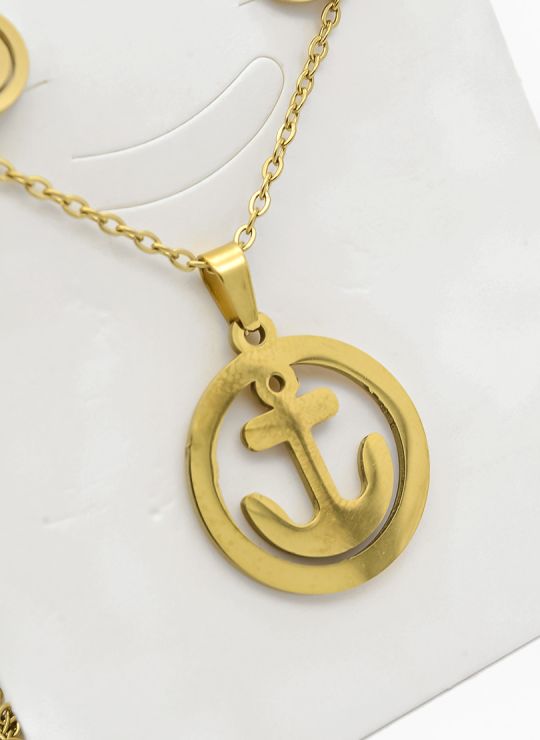 SET DE COLLAR, DIJE Y ARETES EN ACERO INOXIDABLE 316L