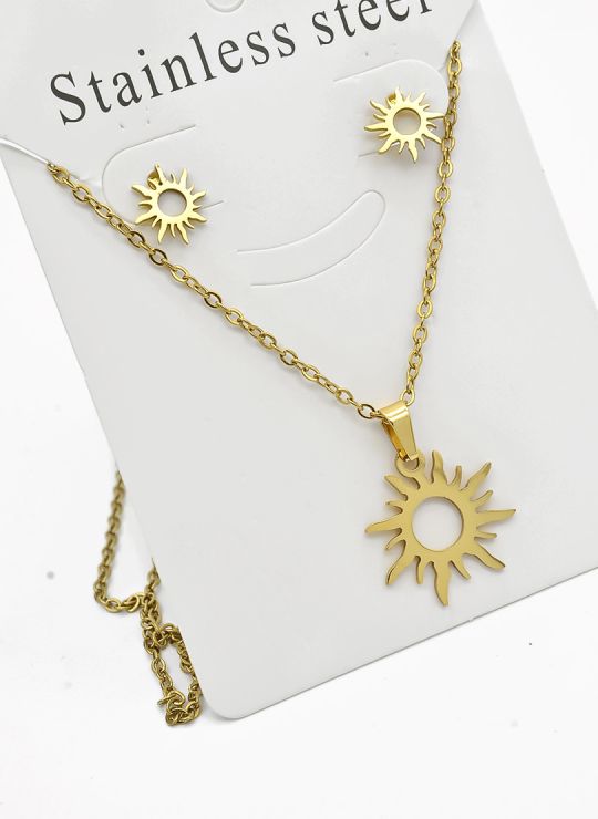 SET DE COLLAR, DIJE Y ARETES EN ACERO INOXIDABLE 316L