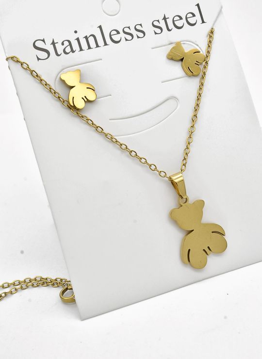 SET DE COLLAR, DIJE Y ARETES EN ACERO INOXIDABLE 316L