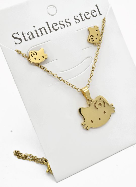 SET DE COLLAR, DIJE Y ARETES EN ACERO INOXIDABLE 316L