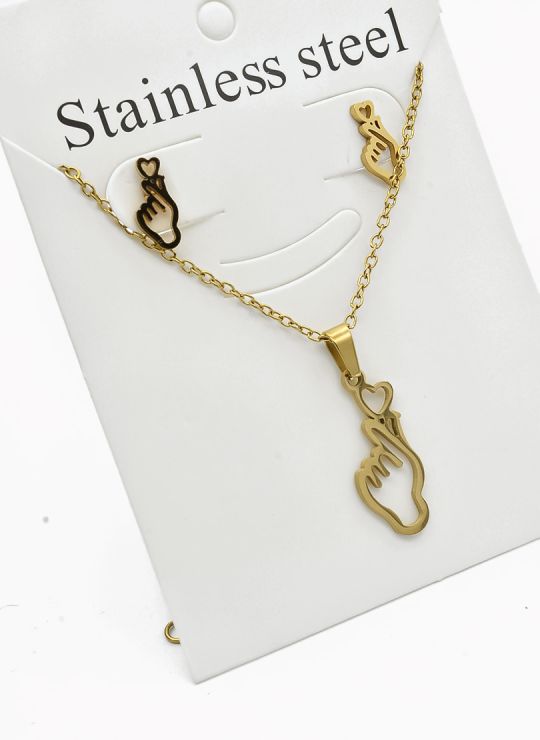 SET DE COLLAR, DIJE Y ARETES EN ACERO INOXIDABLE 316L