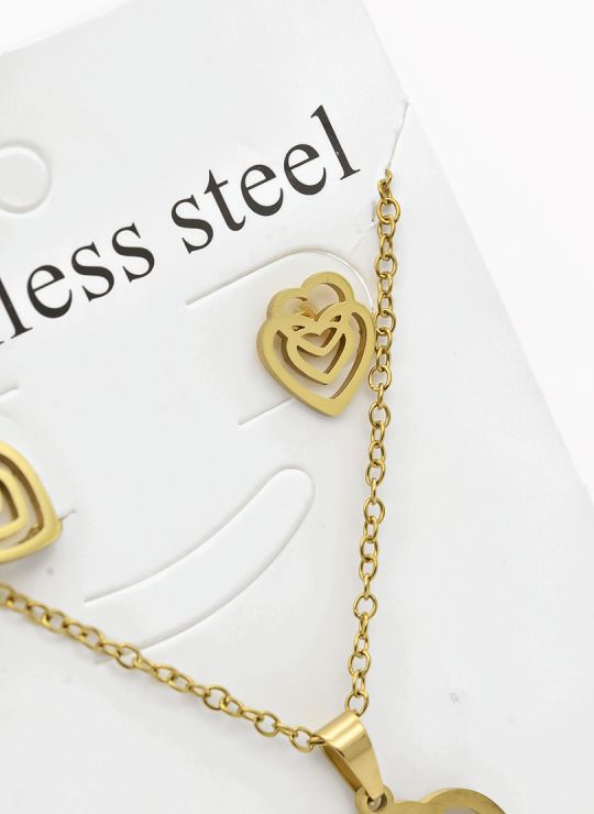 SET DE COLLAR, DIJE Y ARETES EN ACERO INOXIDABLE 316L