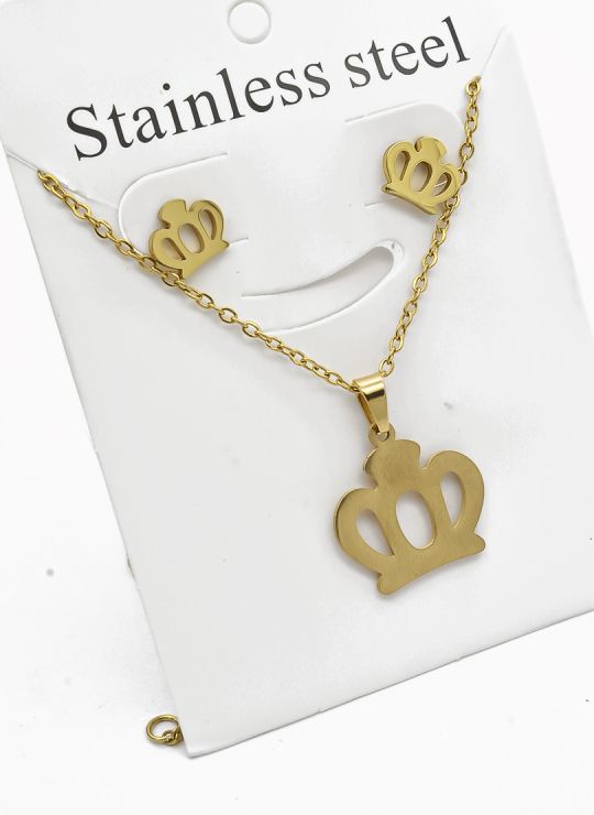 SET DE COLLAR, DIJE Y ARETES EN ACERO INOXIDABLE 316L
