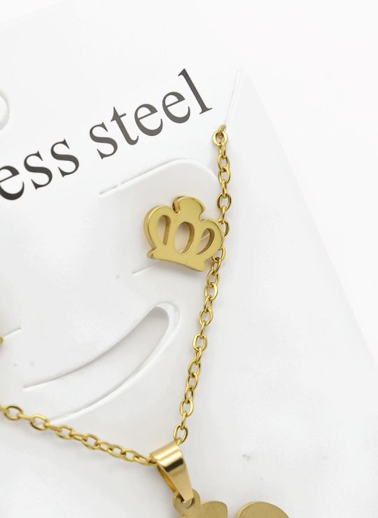 SET DE COLLAR, DIJE Y ARETES EN ACERO INOXIDABLE 316L