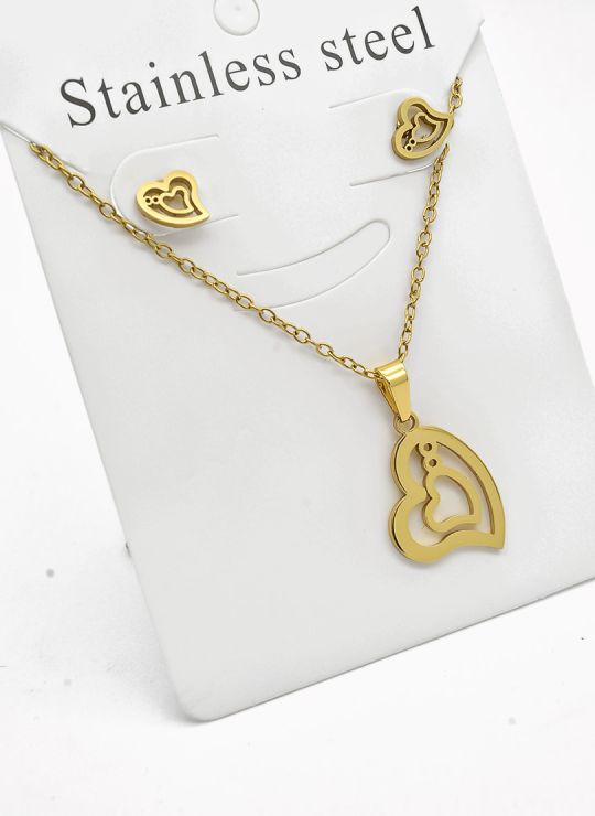 SET DE COLLAR, DIJE Y ARETES EN ACERO INOXIDABLE 316L
