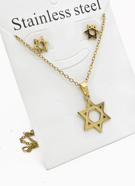 SET DE COLLAR, DIJE Y ARETES EN ACERO INOXIDABLE 316L