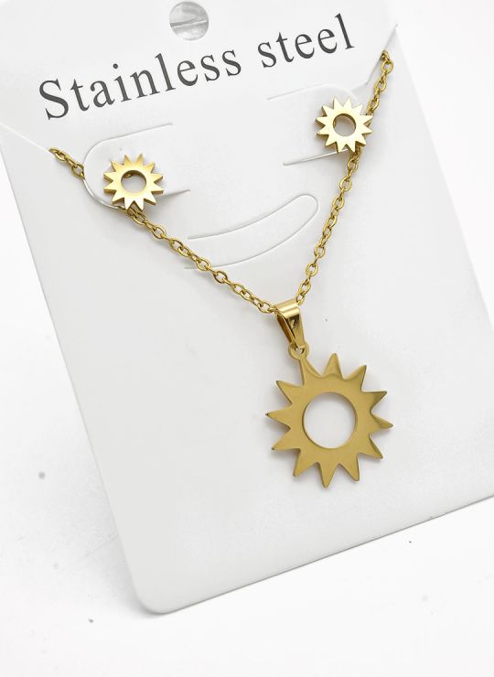 SET DE COLLAR, DIJE Y ARETES EN ACERO INOXIDABLE 316L