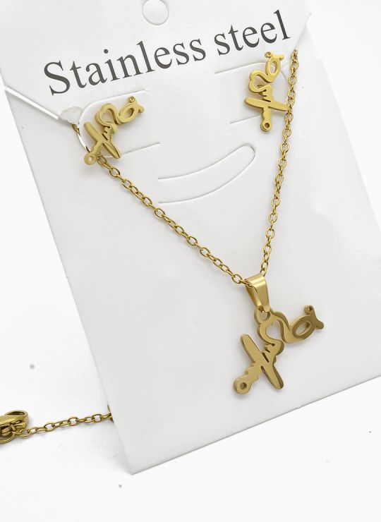 SET DE COLLAR, DIJE Y ARETES EN ACERO INOXIDABLE 316L