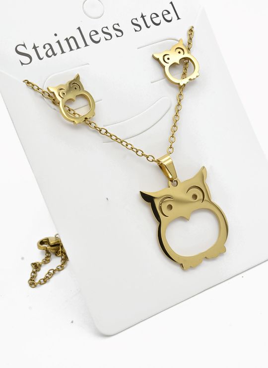 SET DE COLLAR, DIJE Y ARETES EN ACERO INOXIDABLE 316L