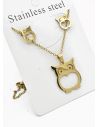 SET DE COLLAR, DIJE Y ARETES EN ACERO INOXIDABLE 316L