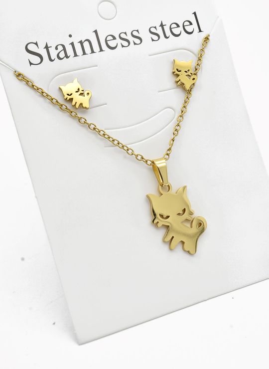 SET DE COLLAR, DIJE Y ARETES EN ACERO INOXIDABLE 316L