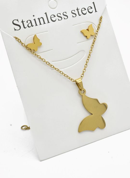 SET DE COLLAR, DIJE Y ARETES EN ACERO INOXIDABLE 316L