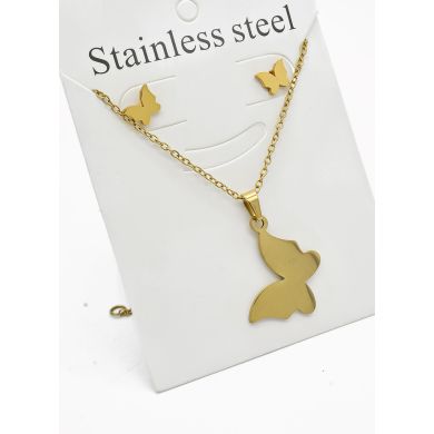 SET DE COLLAR, DIJE Y ARETES EN ACERO INOXIDABLE 316L