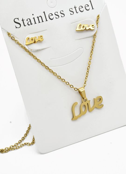 SET DE COLLAR, DIJE Y ARETES EN ACERO INOXIDABLE 316L