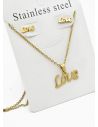 SET DE COLLAR, DIJE Y ARETES EN ACERO INOXIDABLE 316L