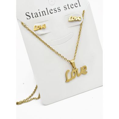 SET DE COLLAR, DIJE Y ARETES EN ACERO INOXIDABLE 316L