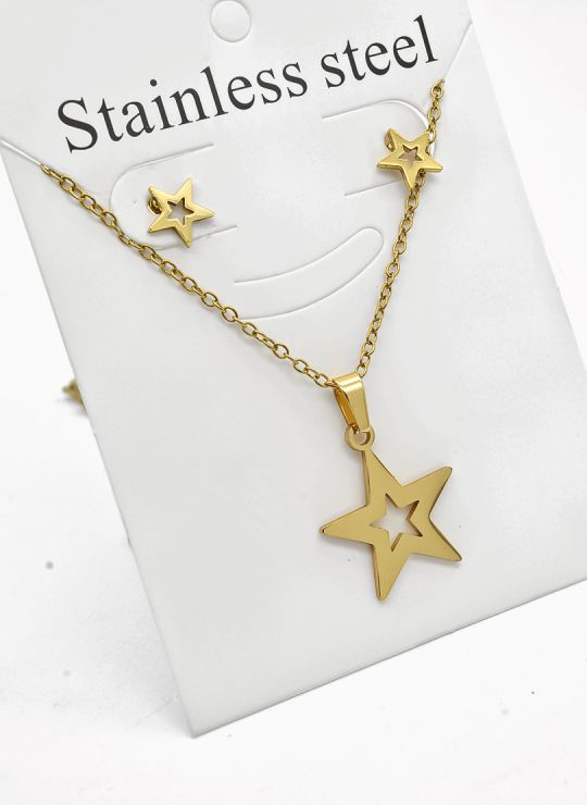 SET DE COLLAR, DIJE Y ARETES EN ACERO INOXIDABLE 316L