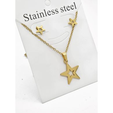 SET DE COLLAR, DIJE Y ARETES EN ACERO INOXIDABLE 316L