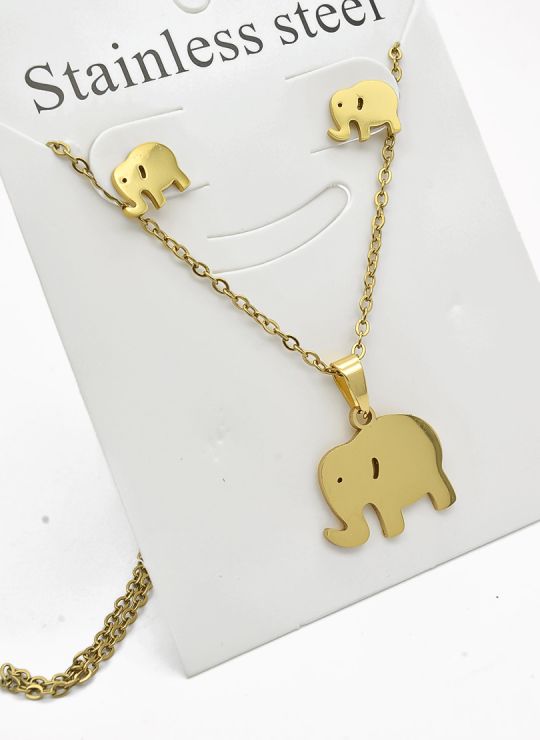 SET DE COLLAR, DIJE Y ARETES EN ACERO INOXIDABLE 316L