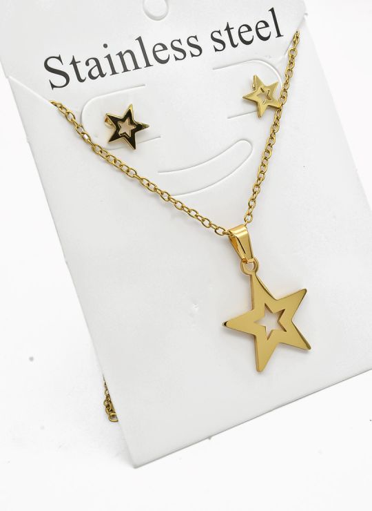 SET DE COLLAR, DIJE Y ARETES EN ACERO INOXIDABLE 316L