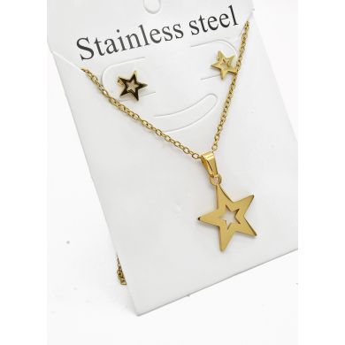 SET DE COLLAR, DIJE Y ARETES EN ACERO INOXIDABLE 316L