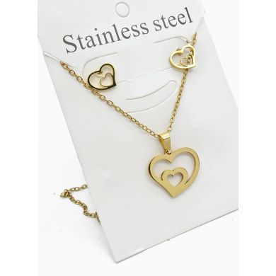 SET DE COLLAR, DIJE Y ARETES EN ACERO INOXIDABLE 316L