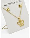 SET DE COLLAR, DIJE Y ARETES EN ACERO INOXIDABLE 316L