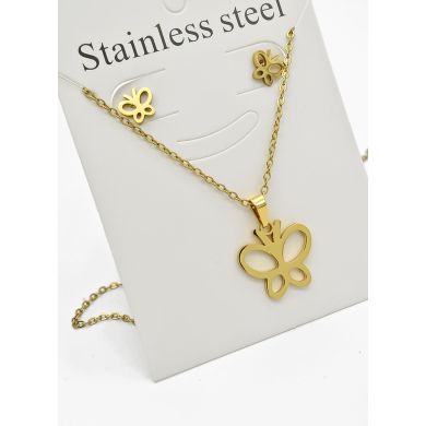 SET DE COLLAR, DIJE Y ARETES EN ACERO INOXIDABLE 316L