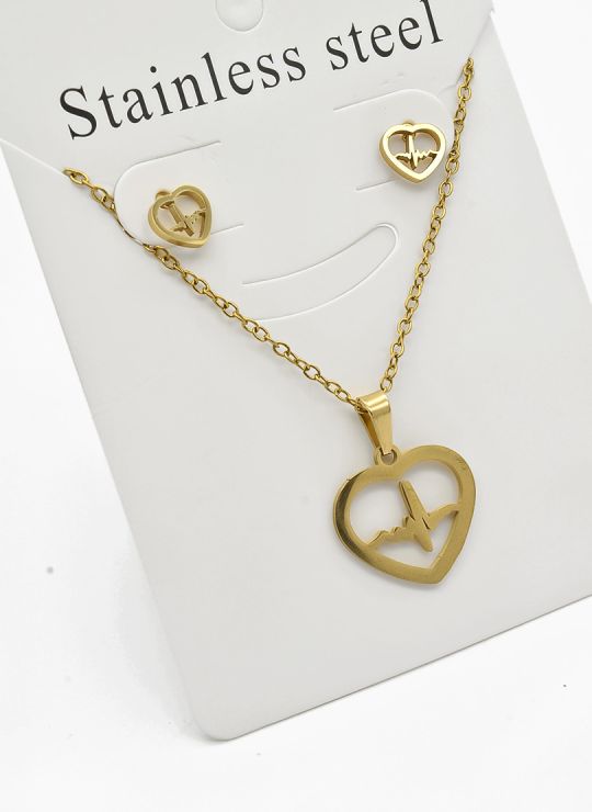 SET DE COLLAR, DIJE Y ARETES EN ACERO INOXIDABLE 316L