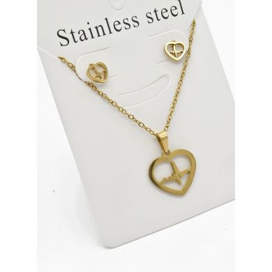 SET DE COLLAR, DIJE Y ARETES EN ACERO INOXIDABLE 316L