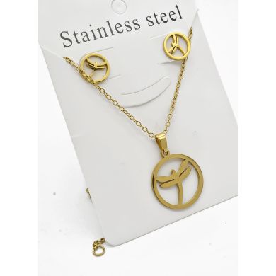 SET DE COLLAR, DIJE Y ARETES EN ACERO INOXIDABLE 316L