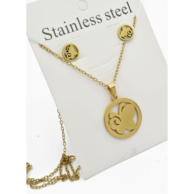 SET DE COLLAR, DIJE Y ARETES EN ACERO INOXIDABLE 316L