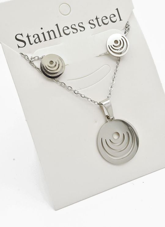 SET DE COLLAR, DIJE Y ARETES EN ACERO INOXIDABLE 316L