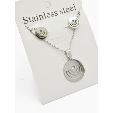SET DE COLLAR, DIJE Y ARETES EN ACERO INOXIDABLE 316L