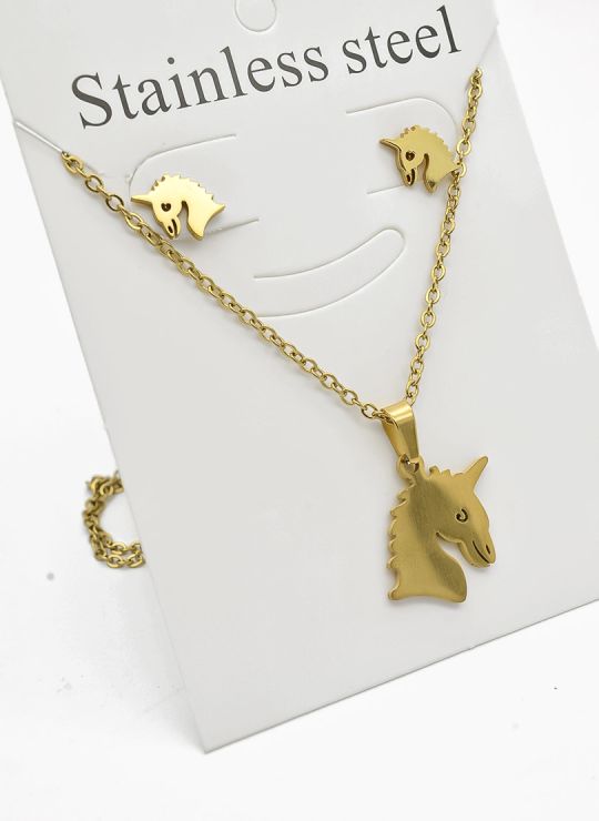 SET DE COLLAR, DIJE Y ARETES EN ACERO INOXIDABLE 316L