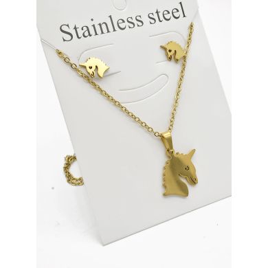 SET DE COLLAR, DIJE Y ARETES EN ACERO INOXIDABLE 316L