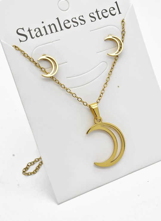 SET DE COLLAR, DIJE Y ARETES EN ACERO INOXIDABLE 316L