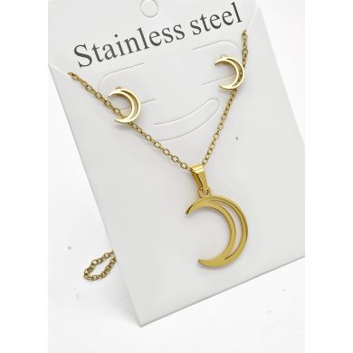SET DE COLLAR, DIJE Y ARETES EN ACERO INOXIDABLE 316L