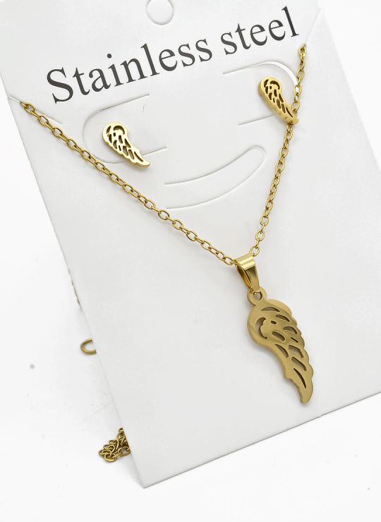 SET DE COLLAR, DIJE Y ARETES EN ACERO INOXIDABLE 316L