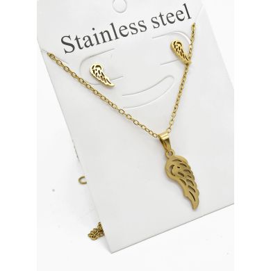 SET DE COLLAR, DIJE Y ARETES EN ACERO INOXIDABLE 316L