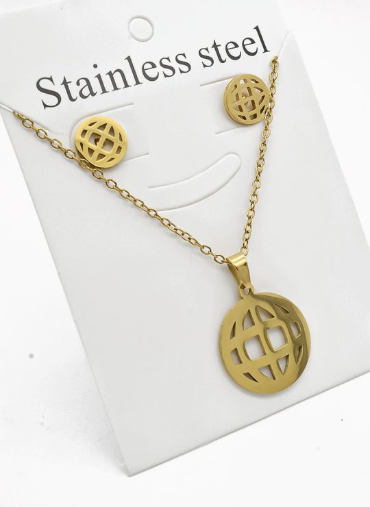 SET DE COLLAR, DIJE Y ARETES EN ACERO INOXIDABLE 316L