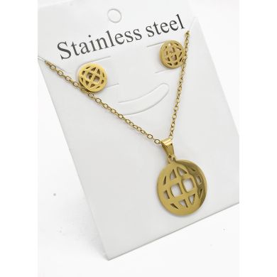 SET DE COLLAR, DIJE Y ARETES EN ACERO INOXIDABLE 316L