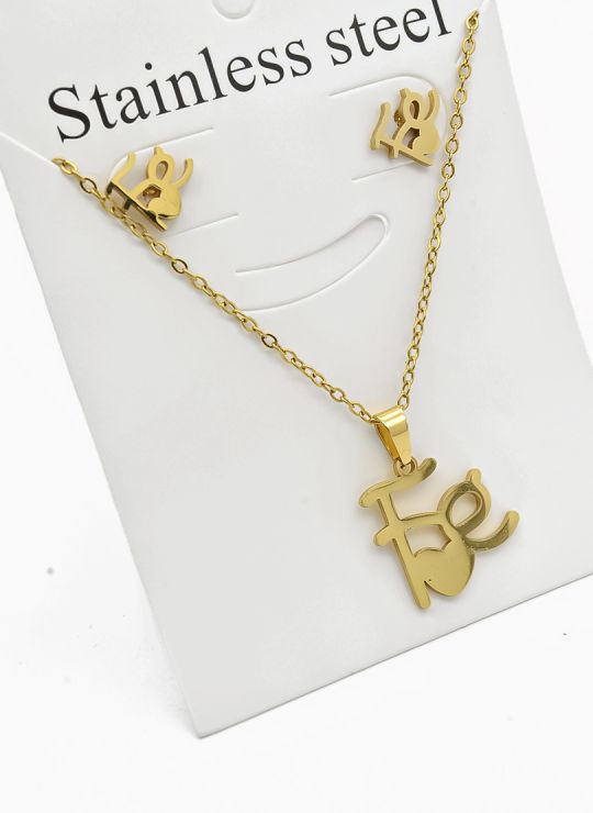 SET DE COLLAR, DIJE Y ARETES EN ACERO INOXIDABLE 316L